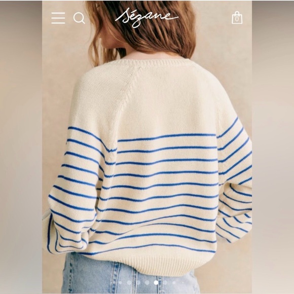 Sezane XL Limited Edition Ecru / Bright Blue Leontine Jumper - Picture 3 of 9